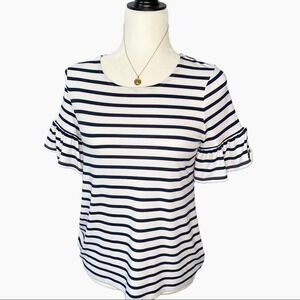 Charter Club Petite Women's Preppy Blouse Short Sleeve Exaggerated Ruffle